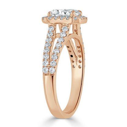 The Olivia — Emerald Lab Diamond Split-Shank Halo Engagement Ring