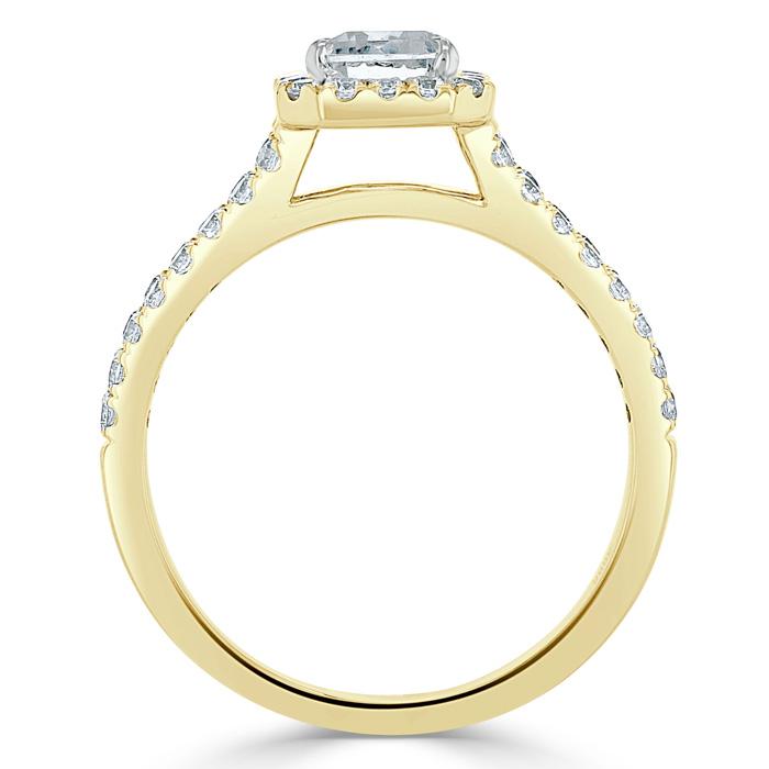 The Olivia — Emerald Lab Diamond Split-Shank Halo Engagement Ring