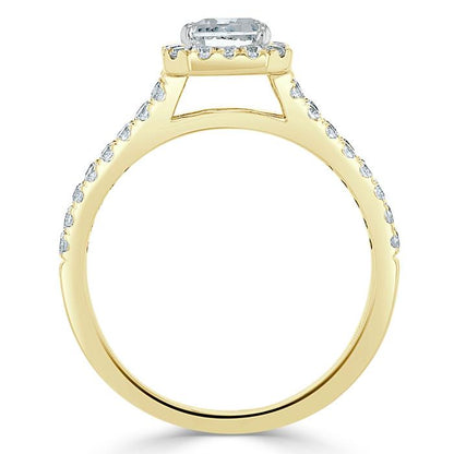 The Olivia — Emerald Lab Diamond Split-Shank Halo Engagement Ring