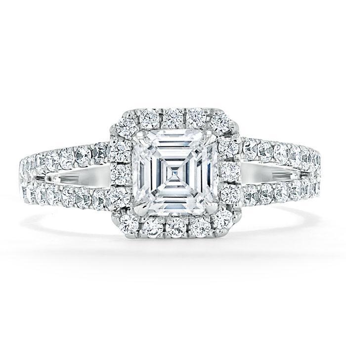 The Olivia — Asscher Lab Diamond Split-Shank Halo Engagement Ring
