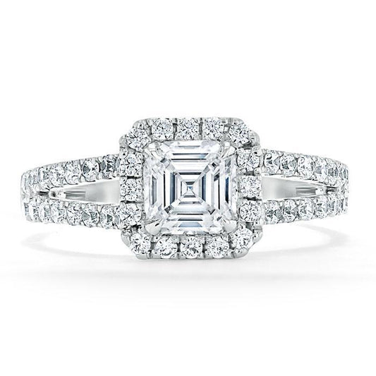 The Olivia — Asscher Lab Diamond Split-Shank Halo Engagement Ring