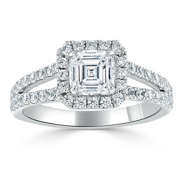 The Olivia — Asscher Lab Diamond Split-Shank Halo Engagement Ring