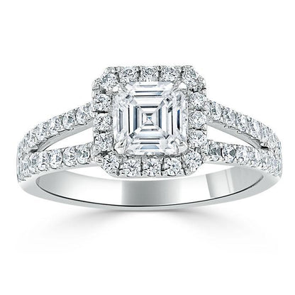The Olivia — Asscher Lab Diamond Split-Shank Halo Engagement Ring
