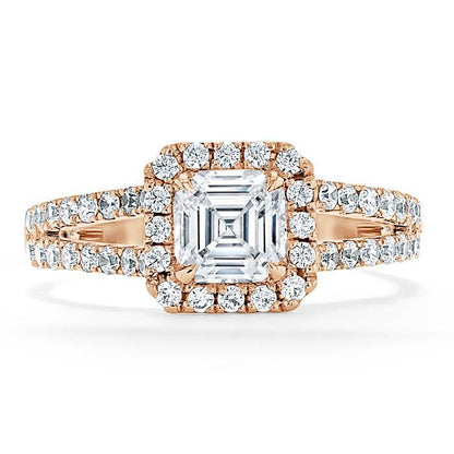 The Olivia — Asscher Lab Diamond Split-Shank Halo Engagement Ring
