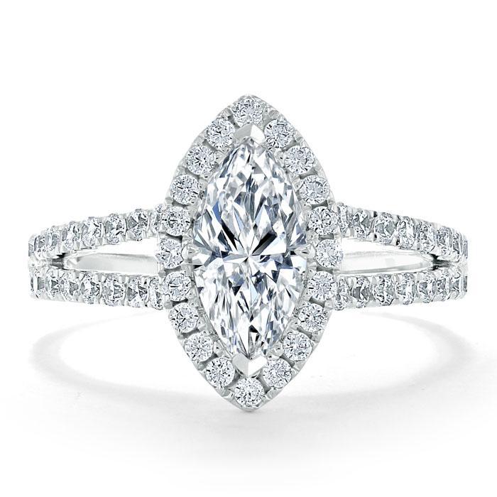 The Aurora — Marquise Lab Diamond Tiffany Halo Engagement Ring III