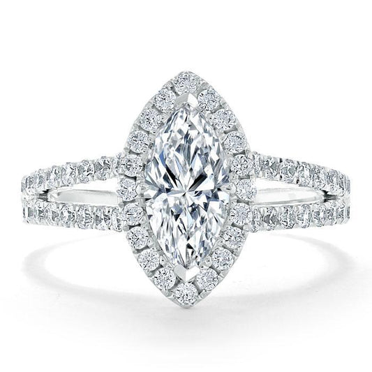 The Aurora — Marquise Lab Diamond Tiffany Halo Engagement Ring III