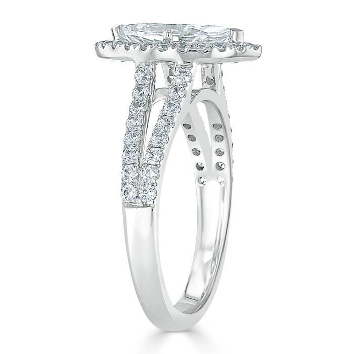 The Aurora — Marquise Lab Diamond Tiffany Halo Engagement Ring III