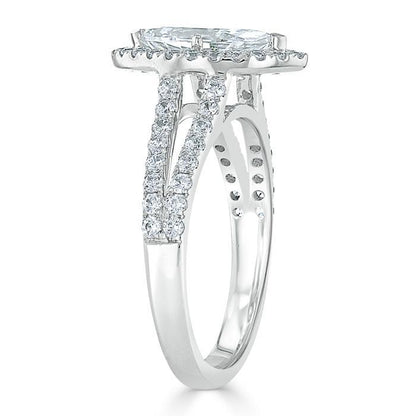 The Aurora — Marquise Lab Diamond Tiffany Halo Engagement Ring III