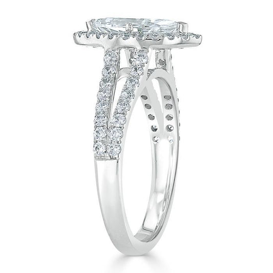 The Aurora — Marquise Lab Diamond Tiffany Halo Engagement Ring III