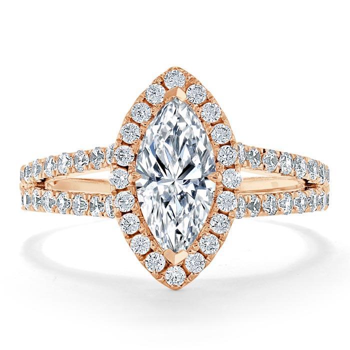 The Aurora — Marquise Lab Diamond Tiffany Halo Engagement Ring III