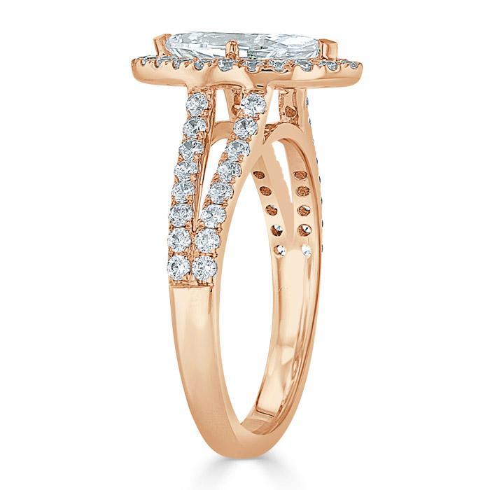 The Aurora — Marquise Lab Diamond Tiffany Halo Engagement Ring III