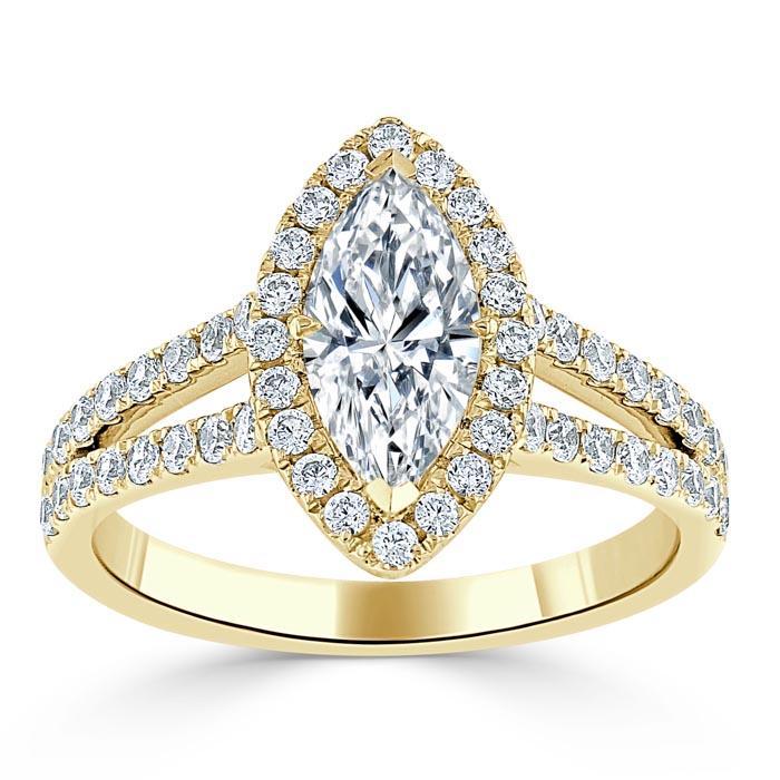 The Aurora — Marquise Lab Diamond Tiffany Halo Engagement Ring III