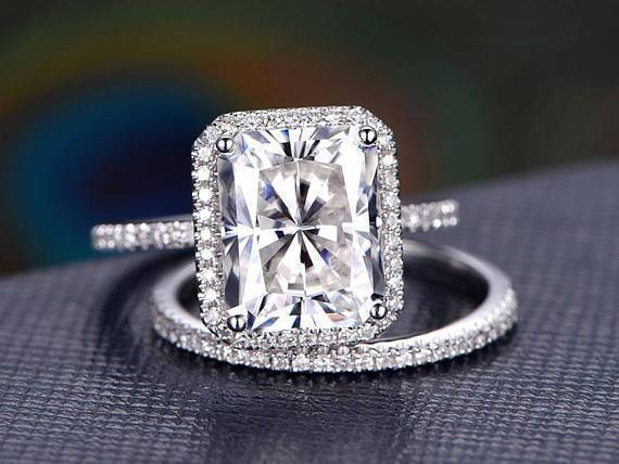 The Aurora Set — Radiant Lab Diamond Bridal Wedding Ring Set
