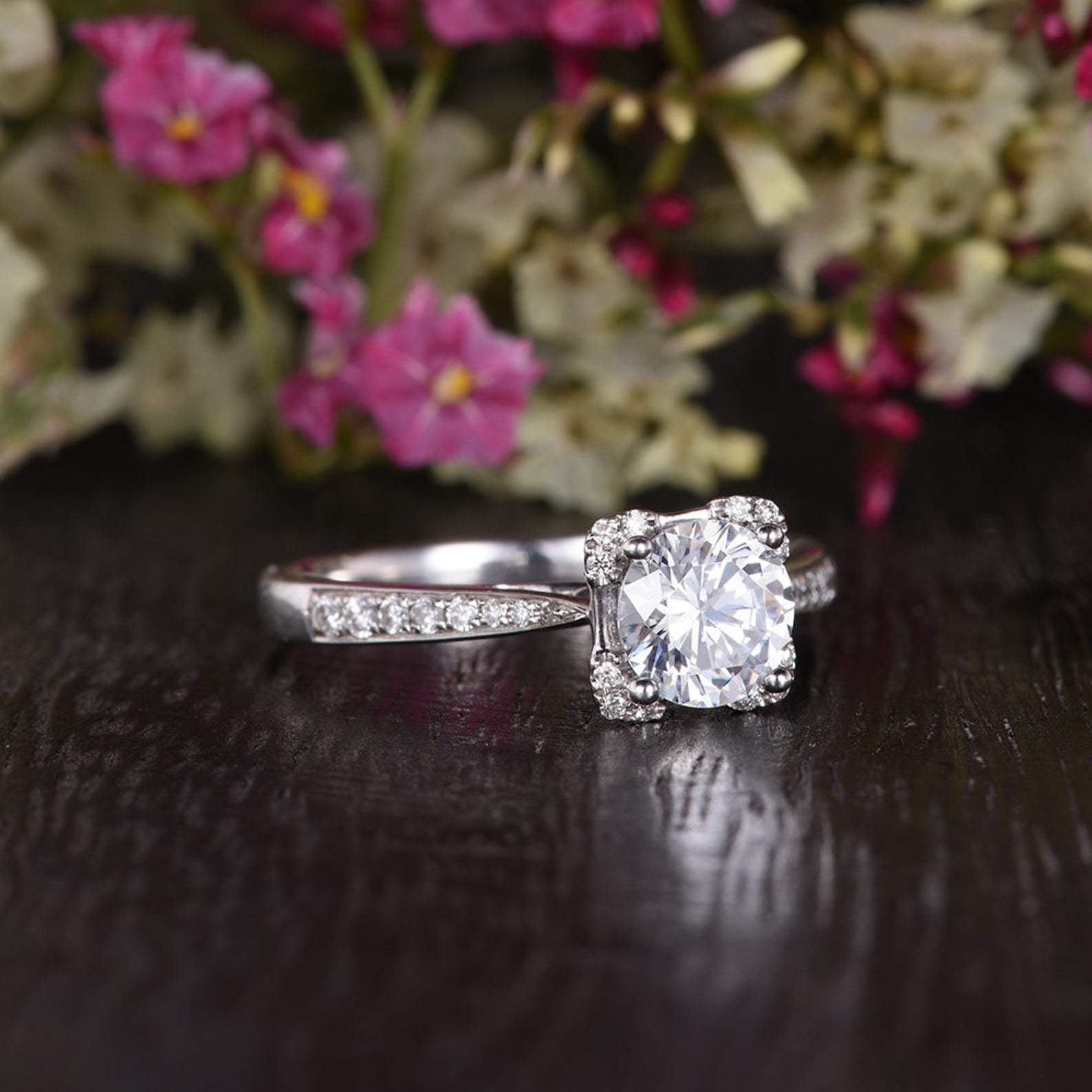 The Juliet — Round Lab Diamond Art Deco Engagement Ring