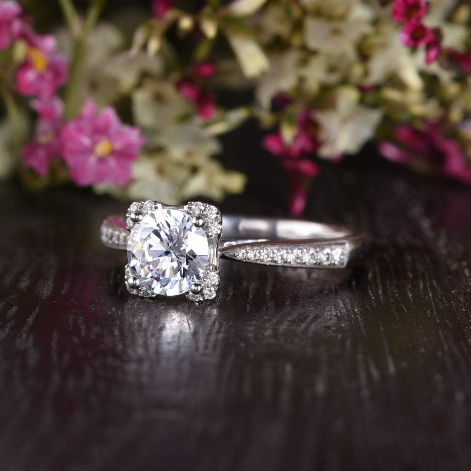 The Juliet — Round Lab Diamond Art Deco Engagement Ring
