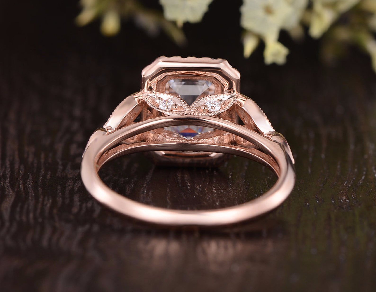 The Juliet — Emerald Lab Diamond Art Deco Halo Engagement Ring