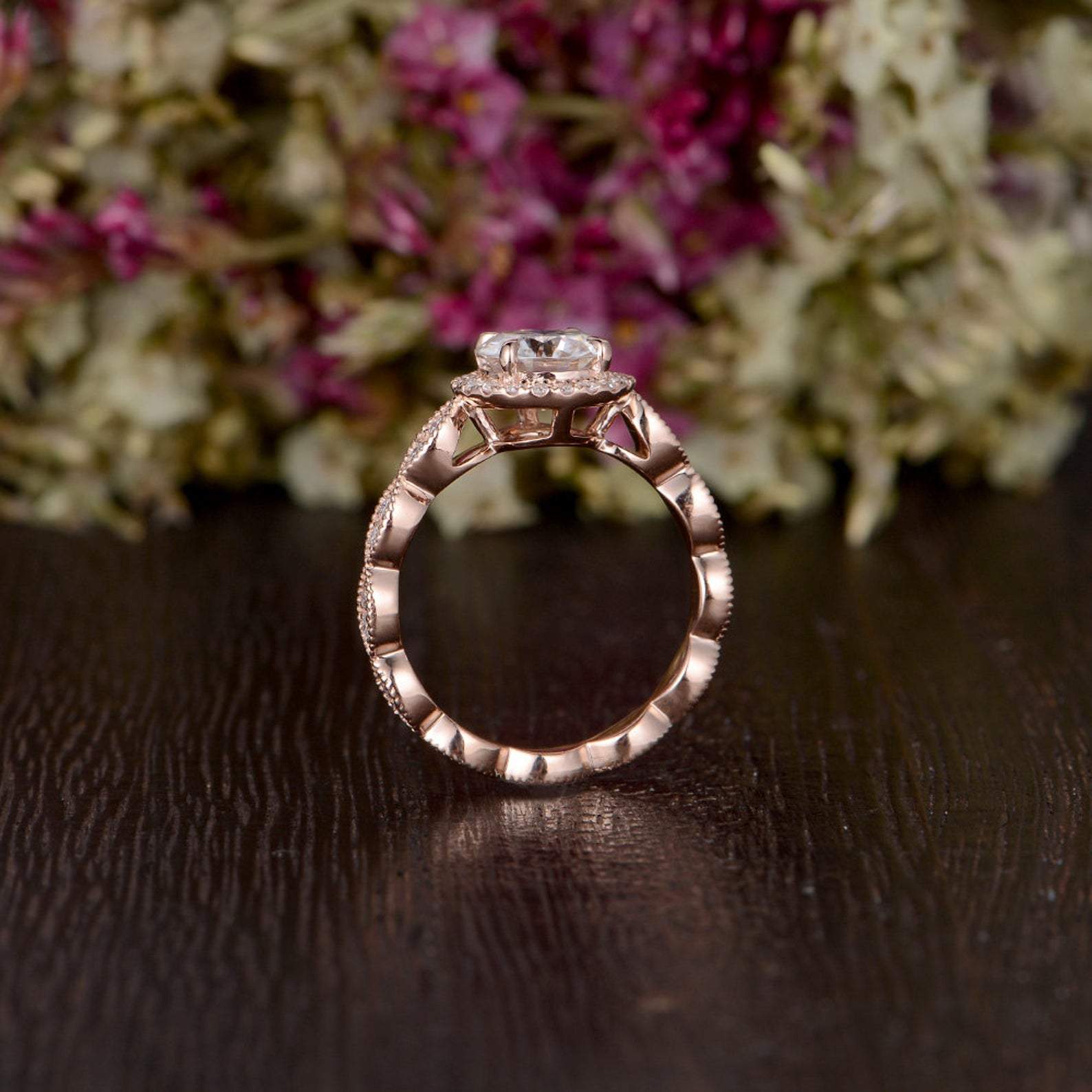 The Juliet — Round Lab Diamond Art Deco Halo Engagement Ring III