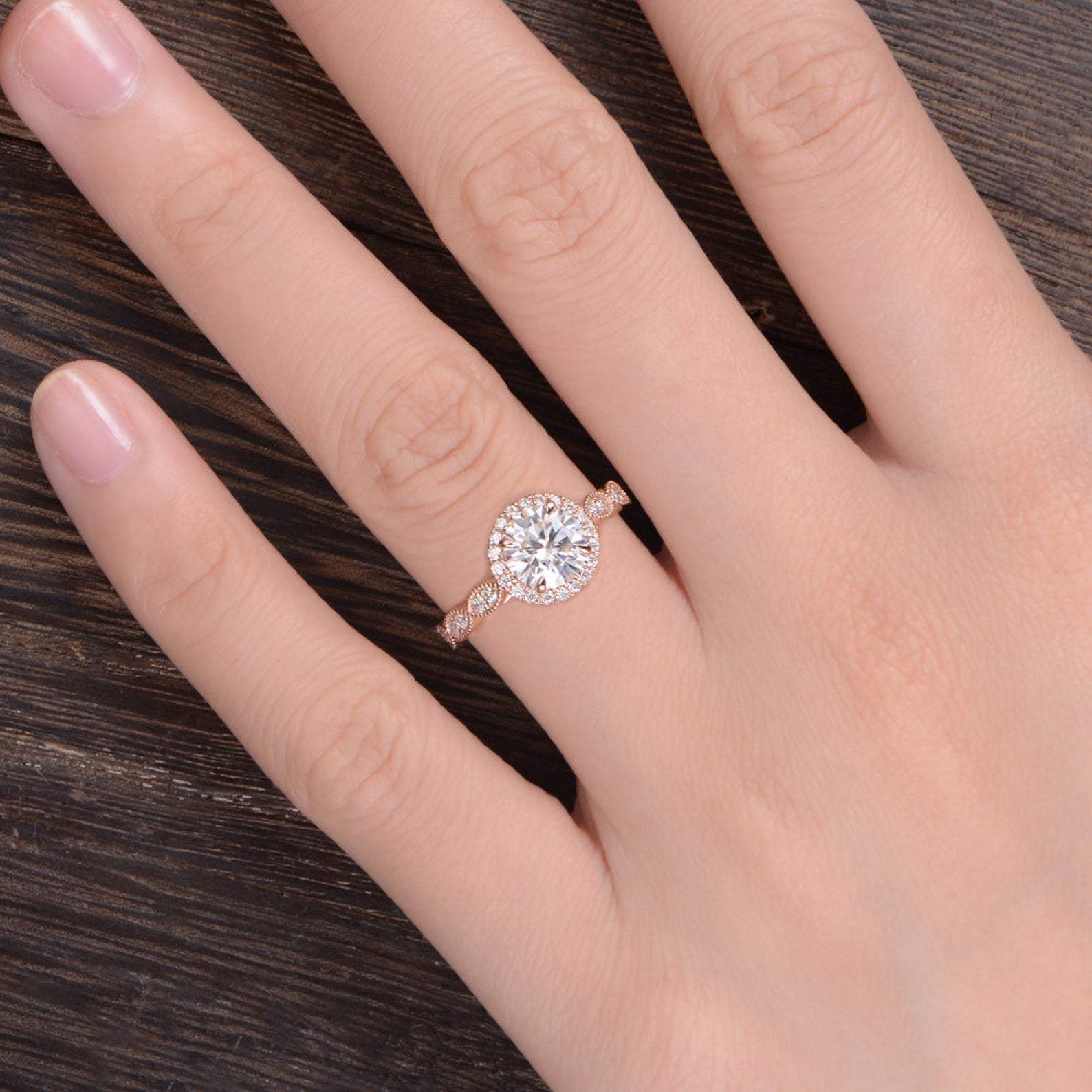 The Juliet — Round Lab Diamond Art Deco Halo Engagement Ring III