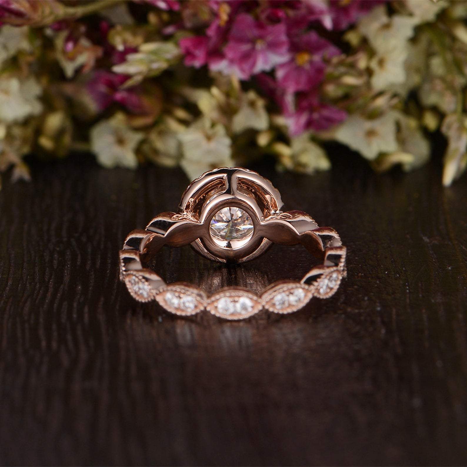 The Juliet — Round Lab Diamond Art Deco Halo Engagement Ring III