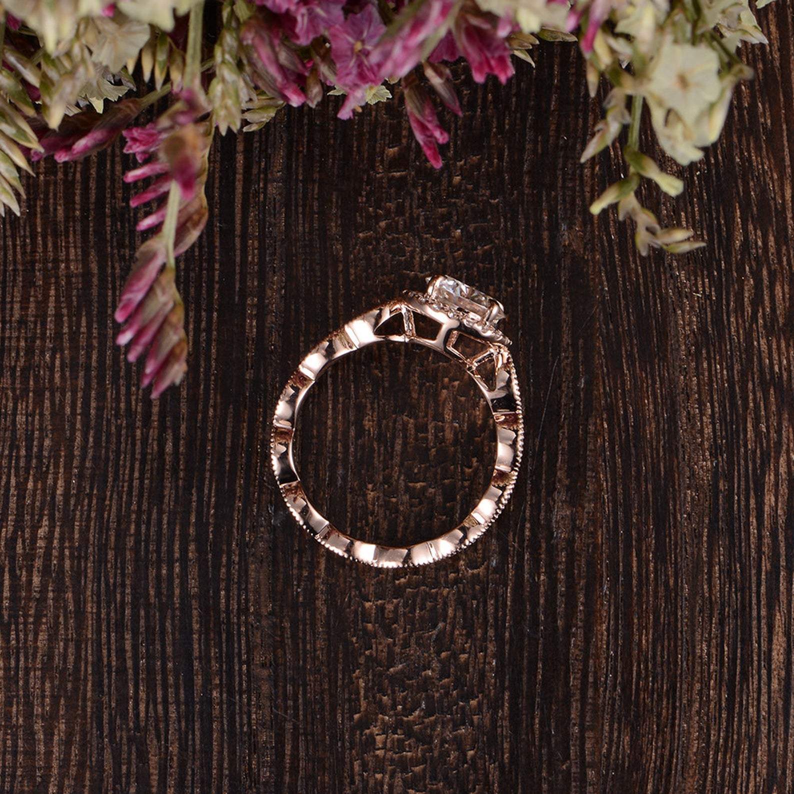 The Juliet — Round Lab Diamond Art Deco Halo Engagement Ring III