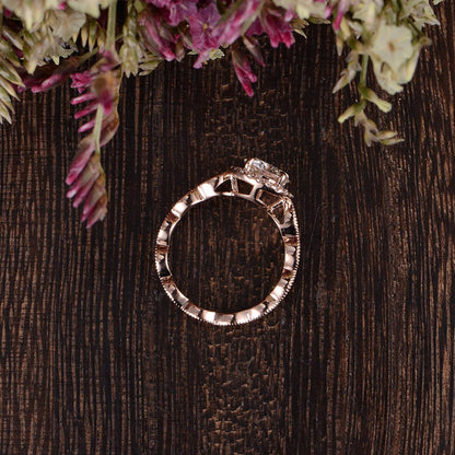 The Juliet — Round Lab Diamond Art Deco Halo Engagement Ring III