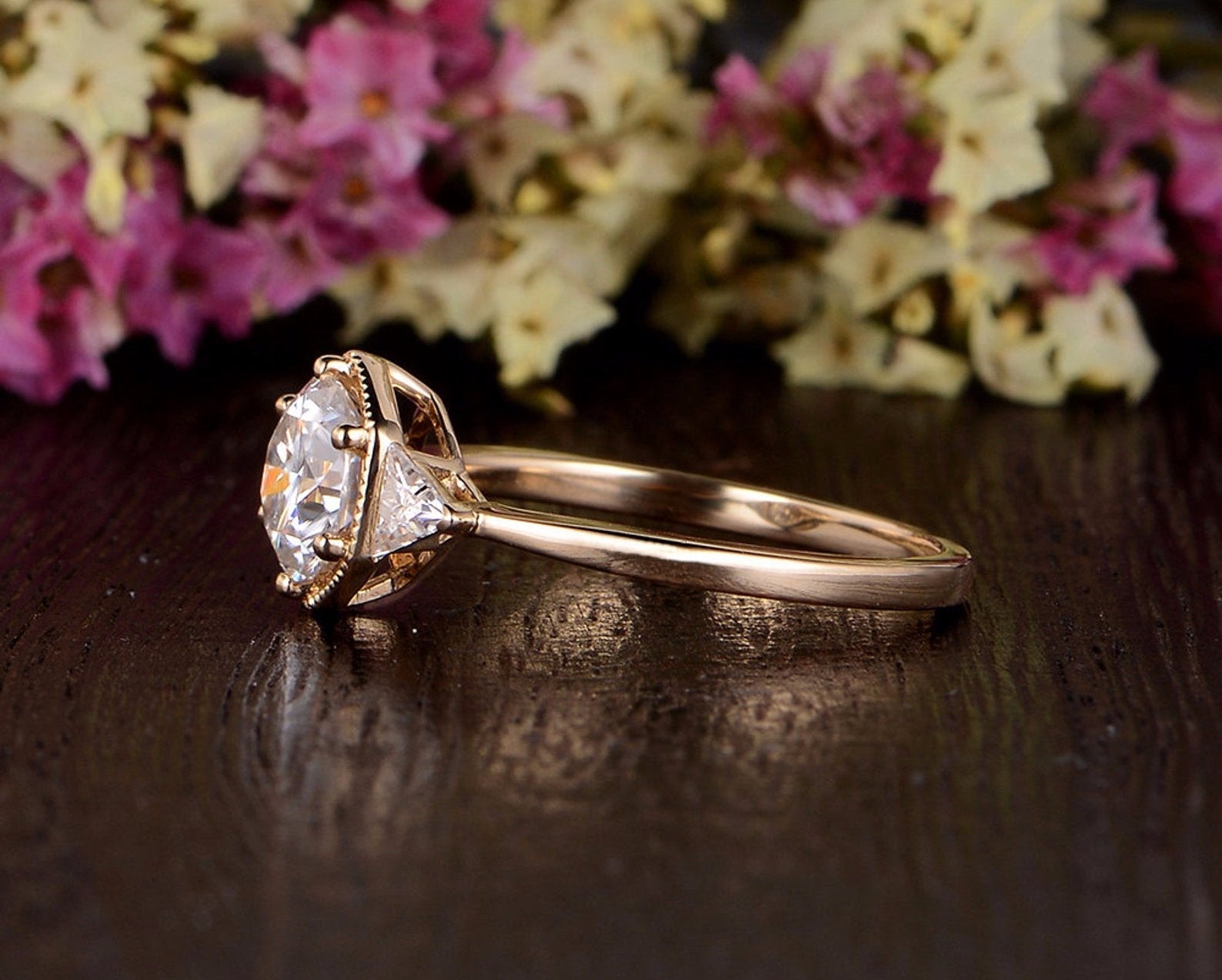 The Juliet — Round Lab Diamond Art Deco Trilogy Engagement Ring II
