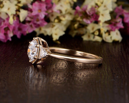 The Juliet — Round Lab Diamond Art Deco Trilogy Engagement Ring II
