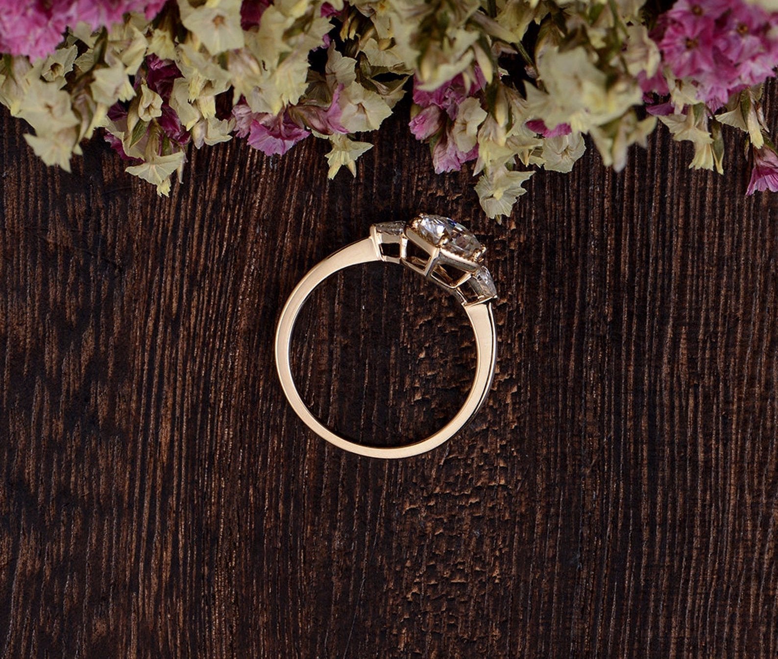 The Juliet — Round Lab Diamond Art Deco Trilogy Engagement Ring II