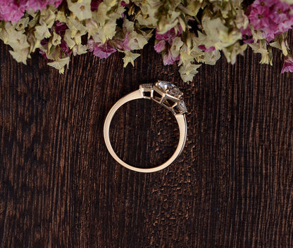 The Juliet — Round Lab Diamond Art Deco Trilogy Engagement Ring II