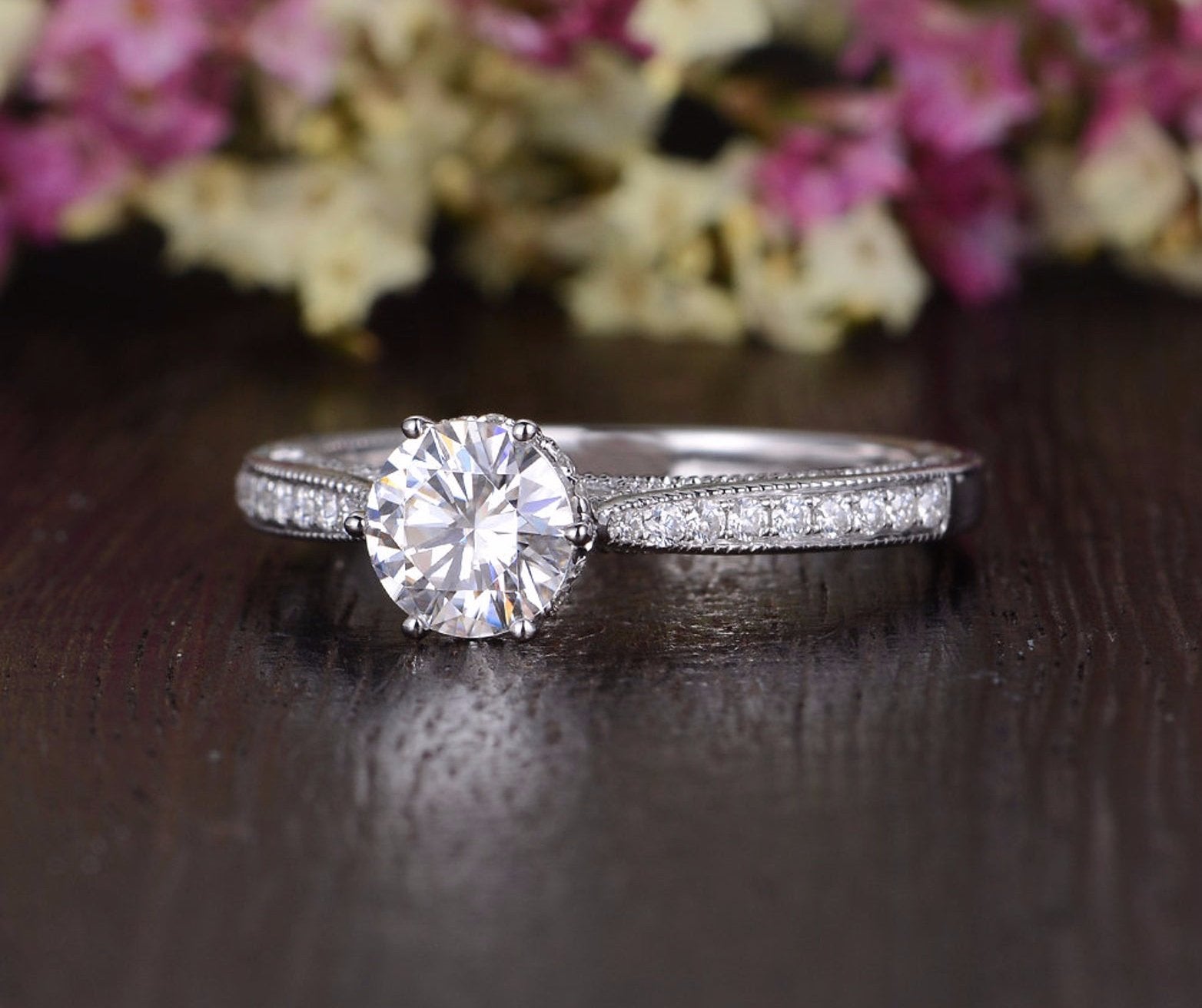 The Grace — Round Lab Diamond Vintage Engagement Ring X