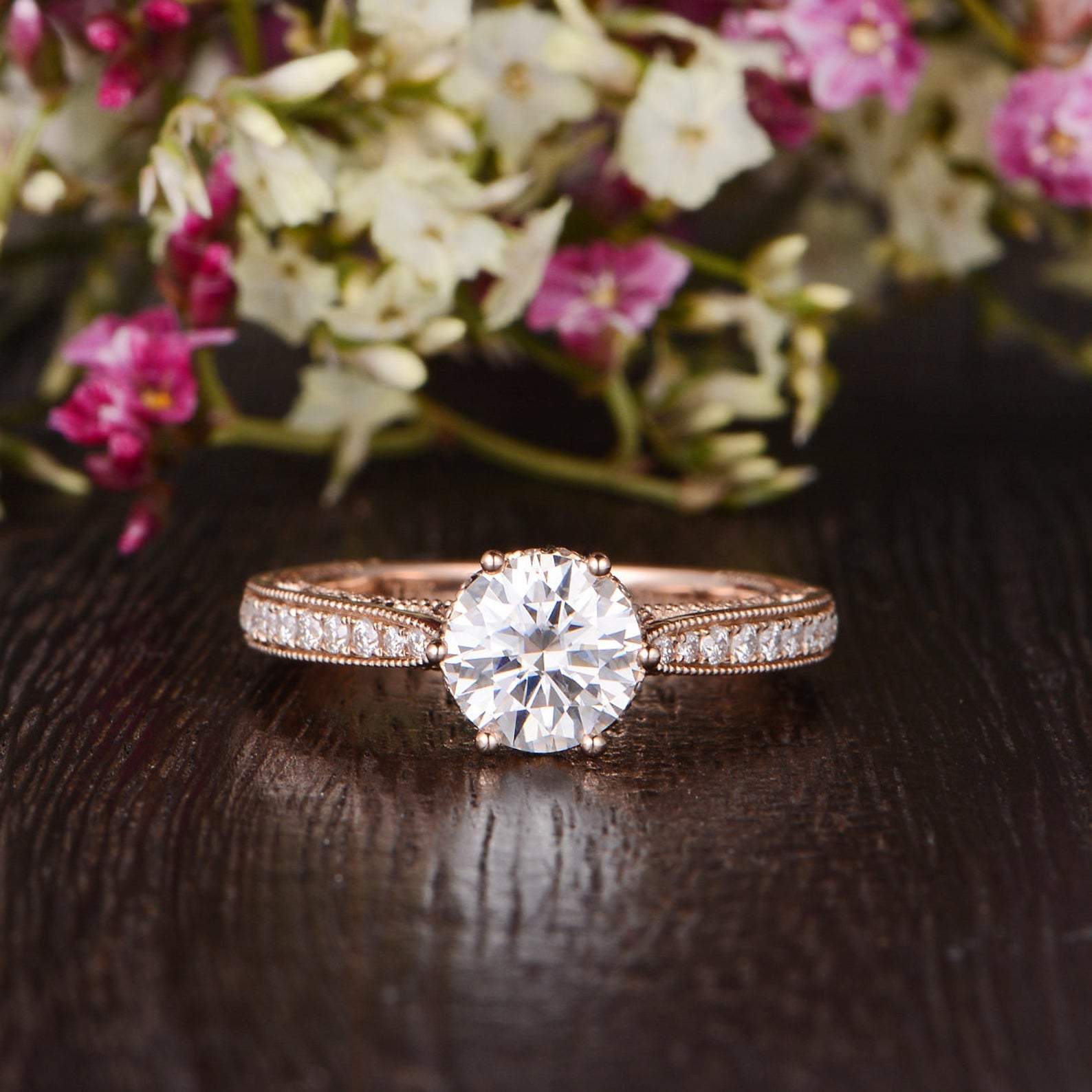 The Grace — Round Lab Diamond Vintage Engagement Ring X