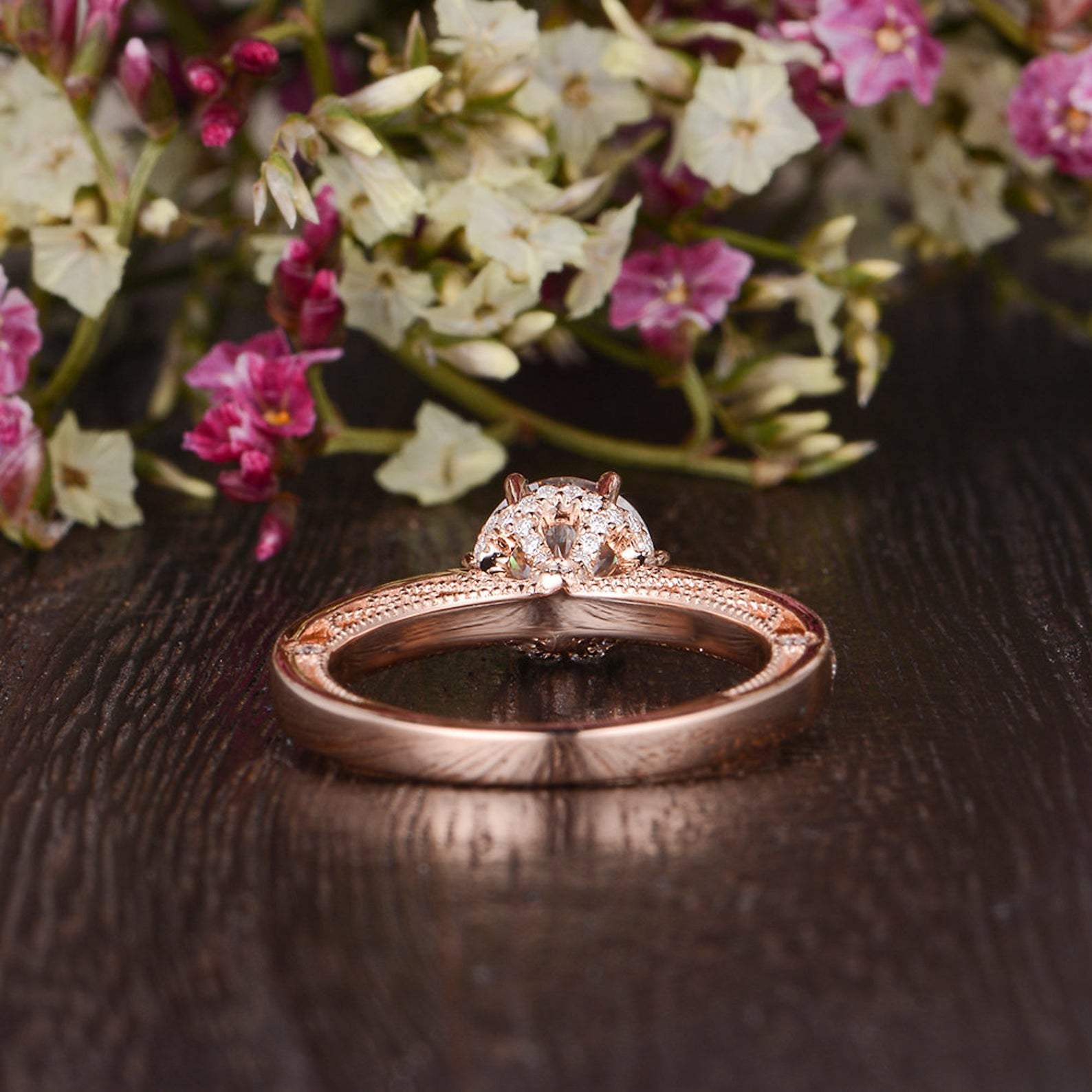 The Grace — Round Lab Diamond Vintage Engagement Ring X