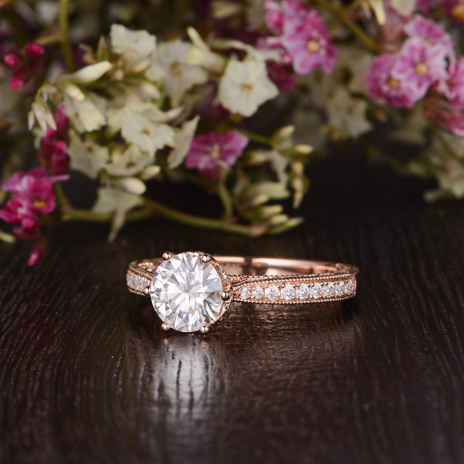 The Grace — Round Lab Diamond Vintage Engagement Ring X