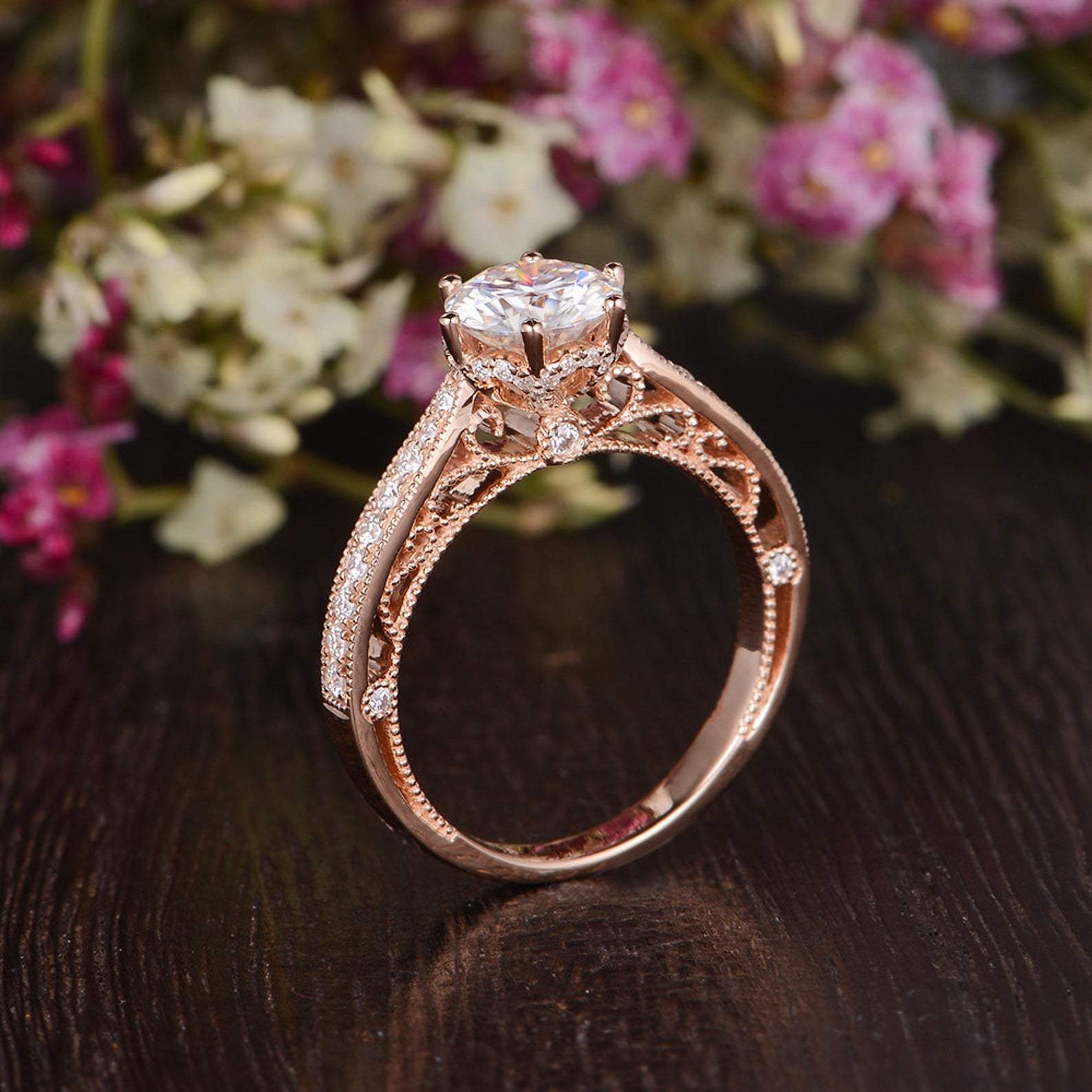 The Grace — Round Lab Diamond Vintage Engagement Ring X