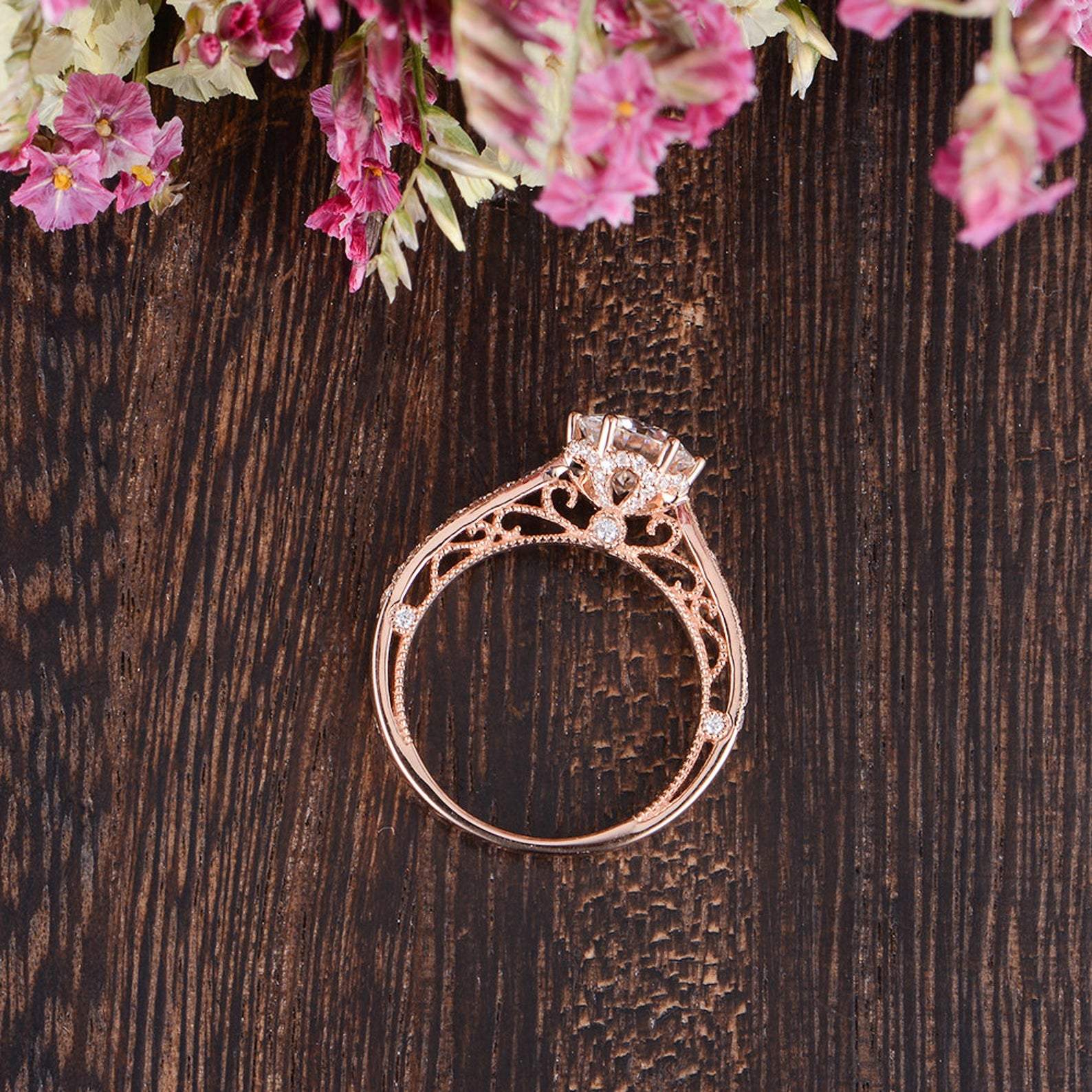 The Grace — Round Lab Diamond Vintage Engagement Ring X