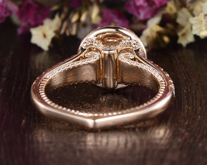 The Grace — Round Lab Diamond Vintage Halo Engagement Ring IV