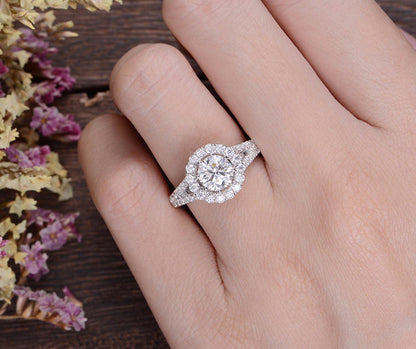 The Grace — Round Lab Diamond Vintage Halo Engagement Ring IV