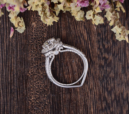 The Grace — Round Lab Diamond Vintage Halo Engagement Ring IV