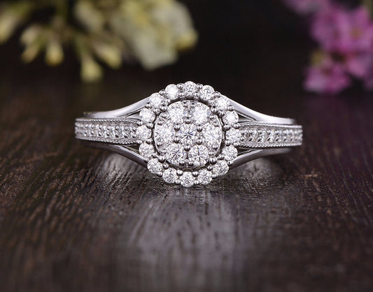 The Juliet — Round Lab Diamond Cluster Halo Engagement Ring