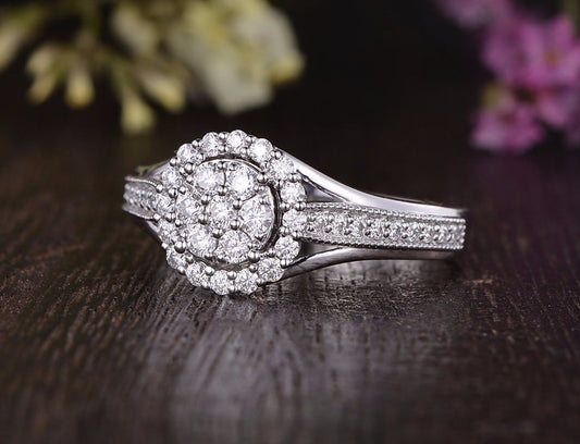 The Juliet — Round Lab Diamond Cluster Halo Engagement Ring