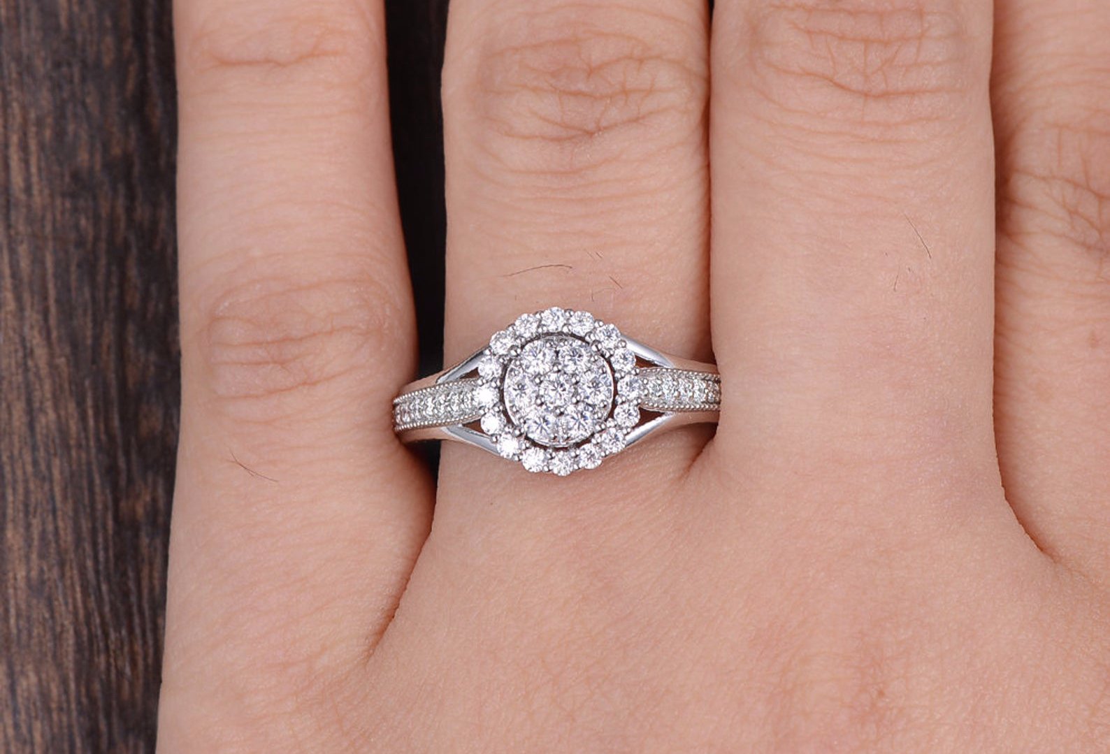 The Juliet — Round Lab Diamond Cluster Halo Engagement Ring