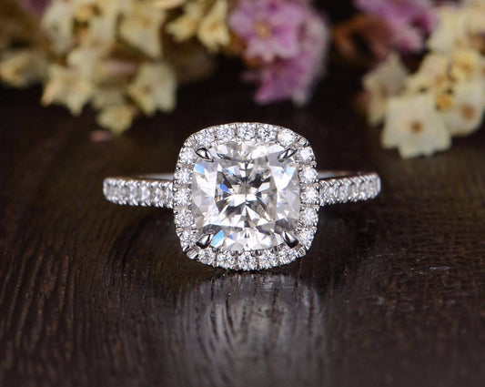 The Grace — Cushion Lab Diamond Halo Engagement Ring