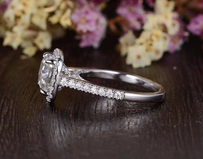 The Grace — Cushion Lab Diamond Halo Engagement Ring