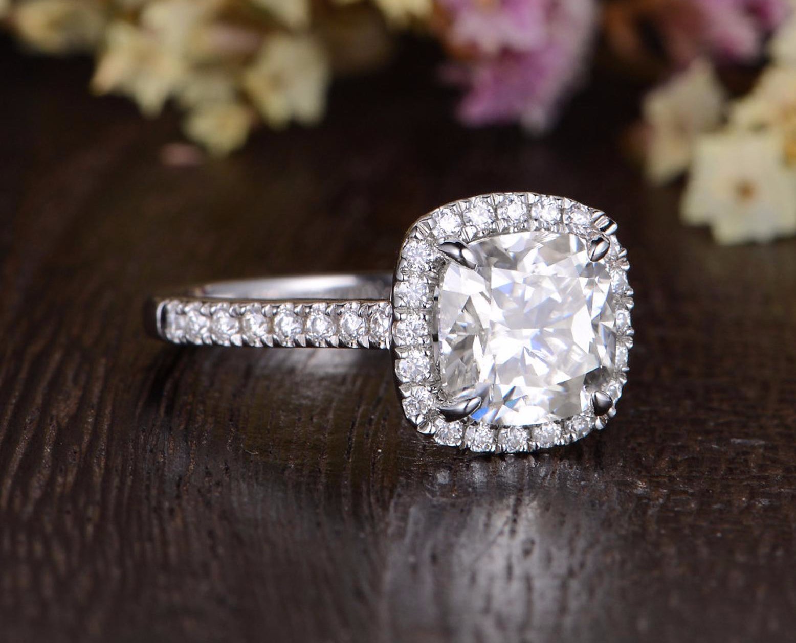 The Grace — Cushion Lab Diamond Halo Engagement Ring