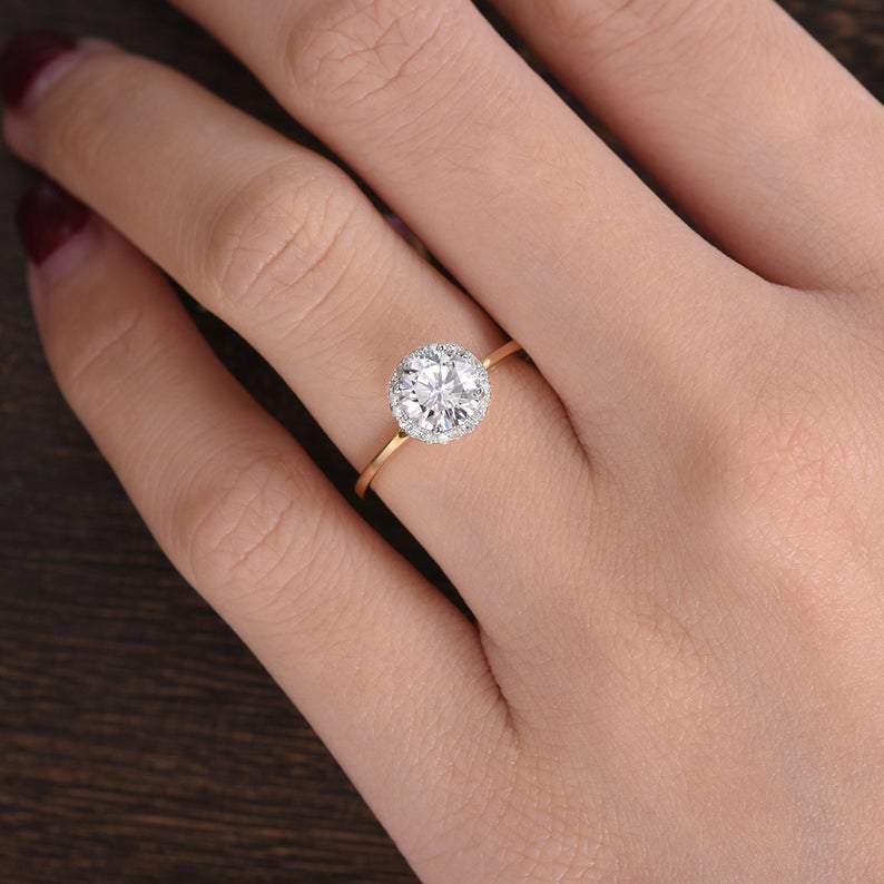 The Juliet — Round Lab Diamond Art Deco Halo Engagement Ring II