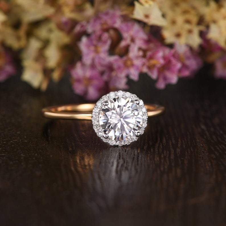 The Juliet — Round Lab Diamond Art Deco Halo Engagement Ring II
