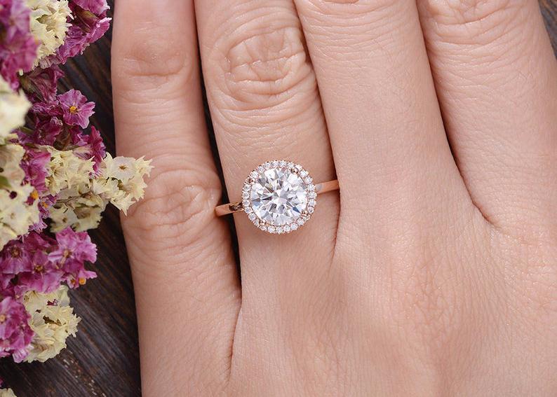 The Juliet — Round Lab Diamond Art Deco Halo Engagement Ring II