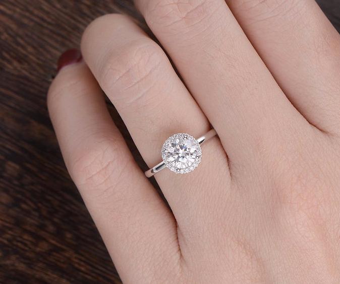 The Juliet — Round Lab Diamond Art Deco Halo Engagement Ring II