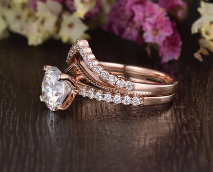 The Grace Set — Round Lab Diamond Vintage Wedding Ring Set IV