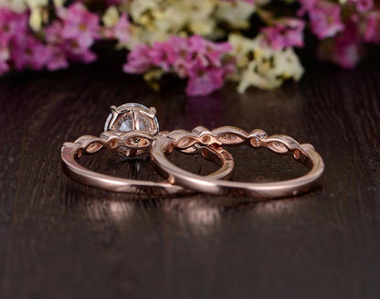 The Grace Set — Round Lab Diamond Vintage Wedding Ring Set III